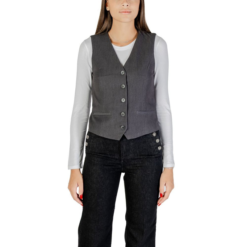 Only Gray Polyester Waistcoat - ClickThatClicks 