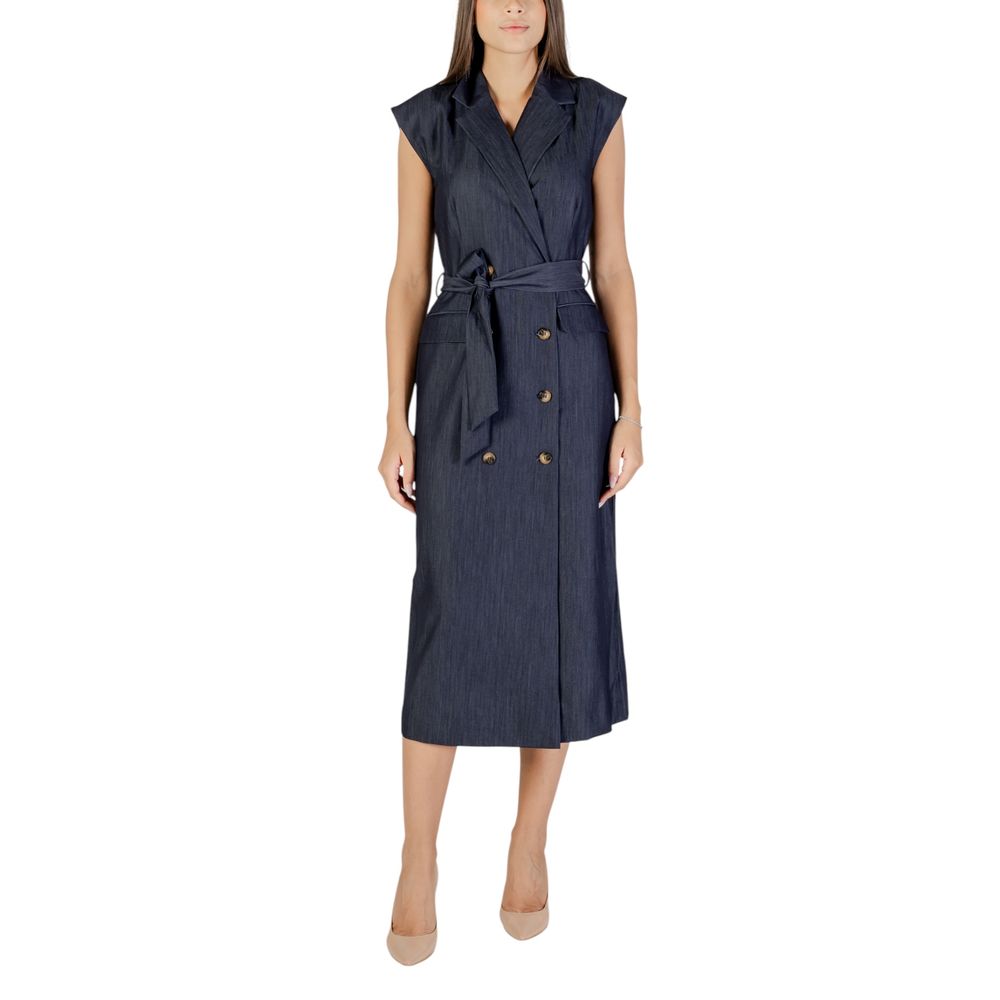 ICHI Blue Polyester Long Dress - ClickThatClicks 