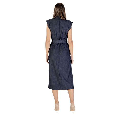 ICHI Blue Polyester Long Dress - ClickThatClicks 
