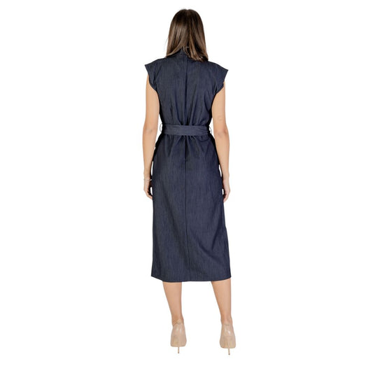 ICHI Blue Polyester Long Dress - ClickThatClicks 