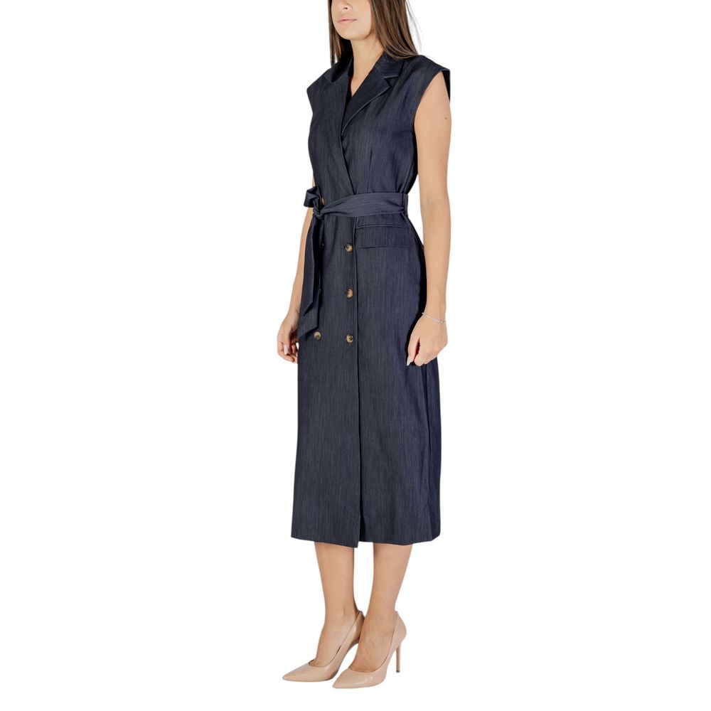 ICHI Blue Polyester Long Dress - ClickThatClicks 