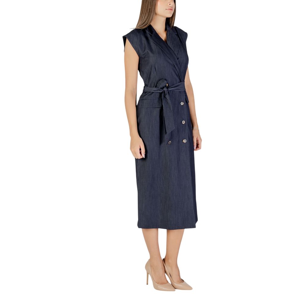 ICHI Blue Polyester Long Dress - ClickThatClicks 
