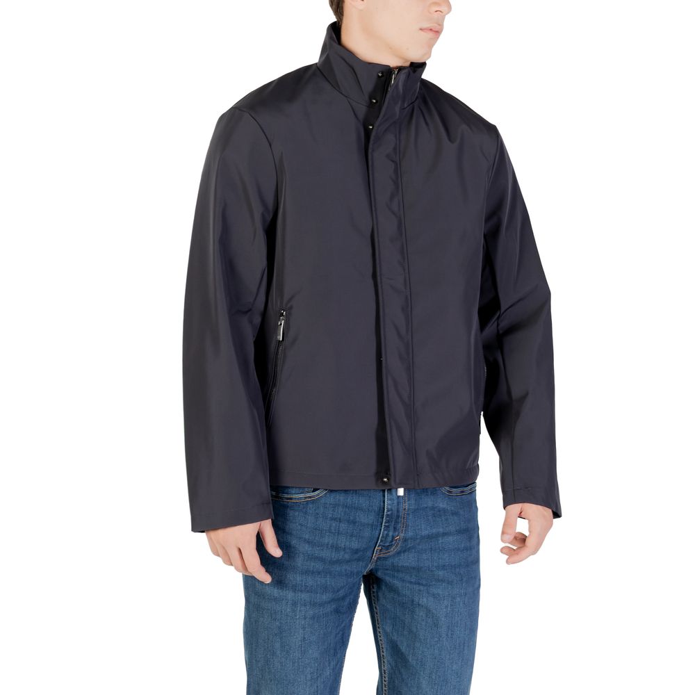 Armani Exchange Blue Polyester Full-Length Jacket - ClickThatClicks 