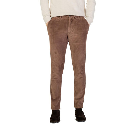 Borghese Brown Cotton Casual Pants - ClickThatClicks 