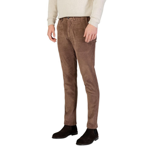 Borghese Brown Cotton Casual Pants - ClickThatClicks 