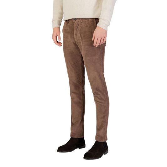 Borghese Brown Cotton Casual Pants - ClickThatClicks 