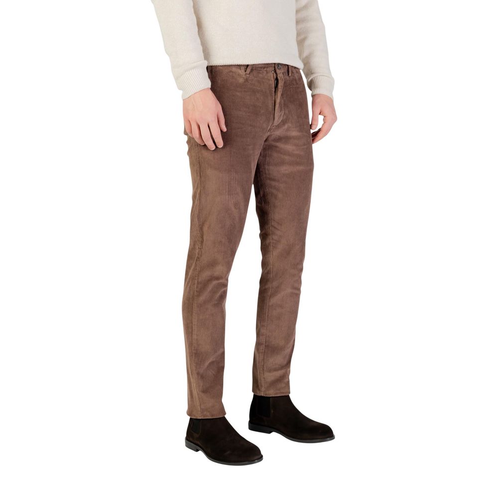 Borghese Brown Cotton Casual Pants - ClickThatClicks 