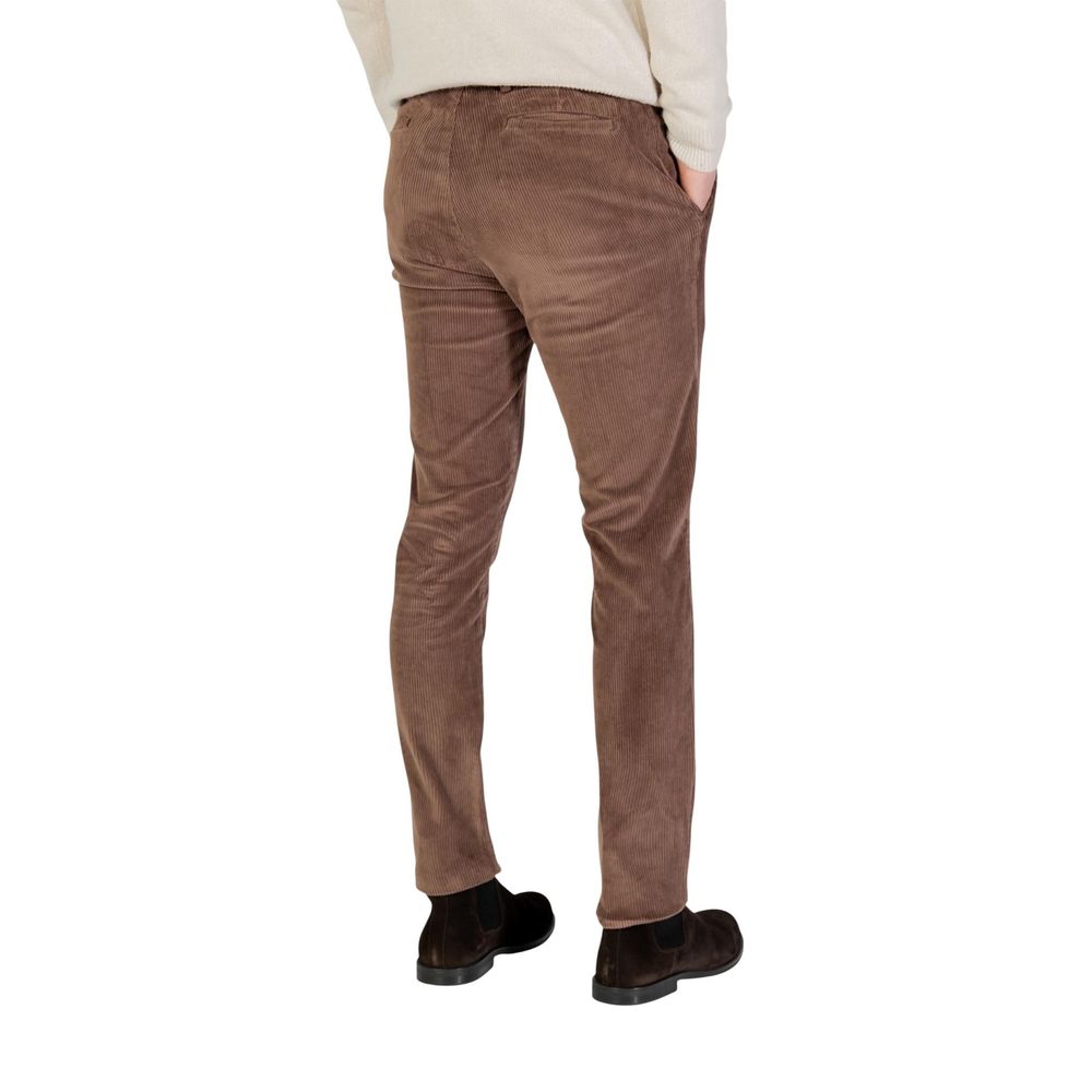 Borghese Brown Cotton Casual Pants - ClickThatClicks 