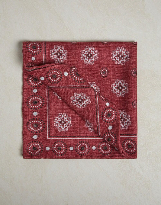 Brunello Cucinelli Bordeaux Silk Pocket Square