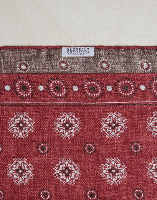 Brunello Cucinelli Bordeaux Silk Pocket Square