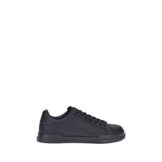 Dolce & Gabbana Black Calf Leather Bos Taurus Low Top Sneakers - ClickThatClicks 