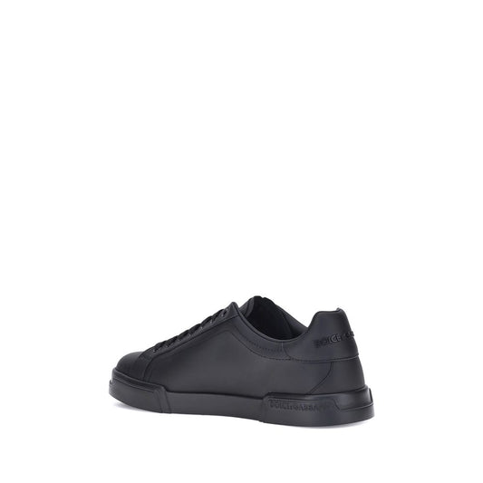 Dolce & Gabbana Black Calf Leather Bos Taurus Low Top Sneakers - ClickThatClicks 
