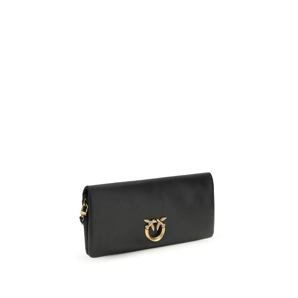 PINKO Black Calf Leather Bos Taurus Clutch Bag - ClickThatClicks 