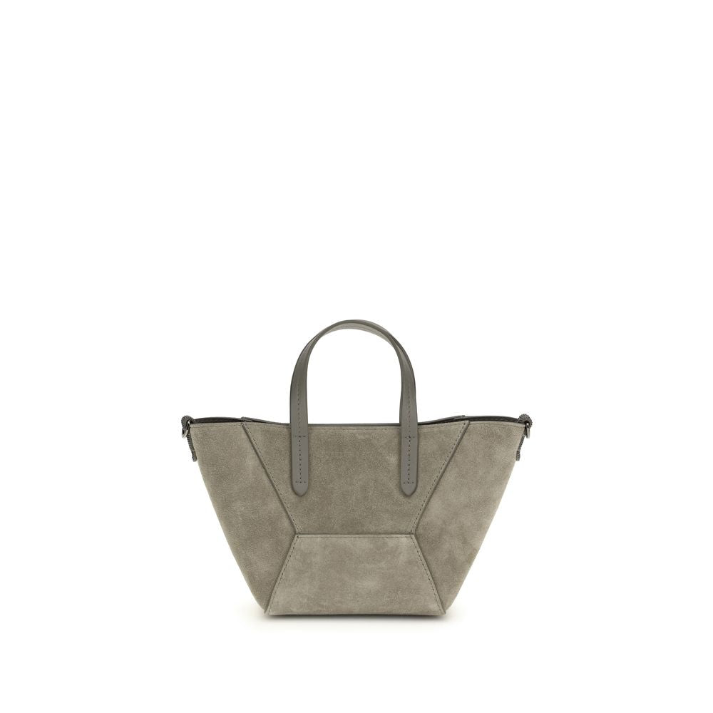Brunello Cucinelli Brown Calf Leather Bos Taurus Shoulder Bag - ClickThatClicks 