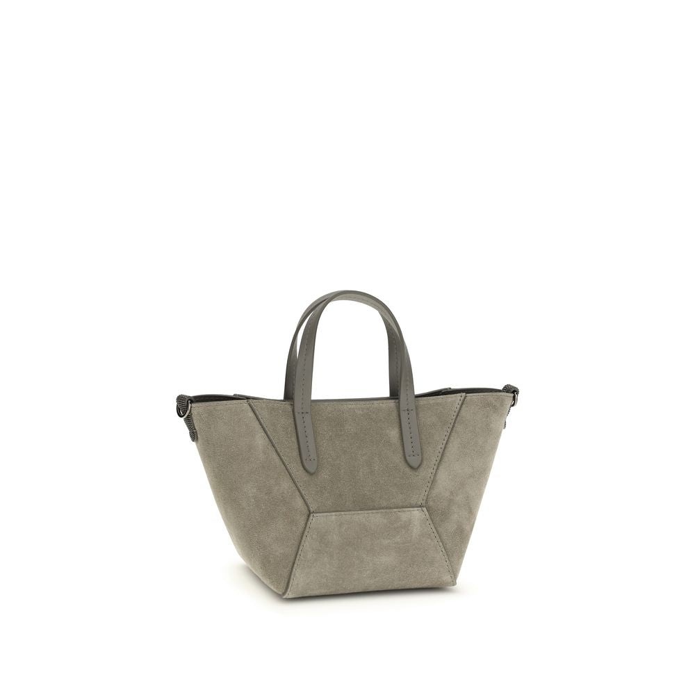 Brunello Cucinelli Brown Calf Leather Bos Taurus Shoulder Bag - ClickThatClicks 