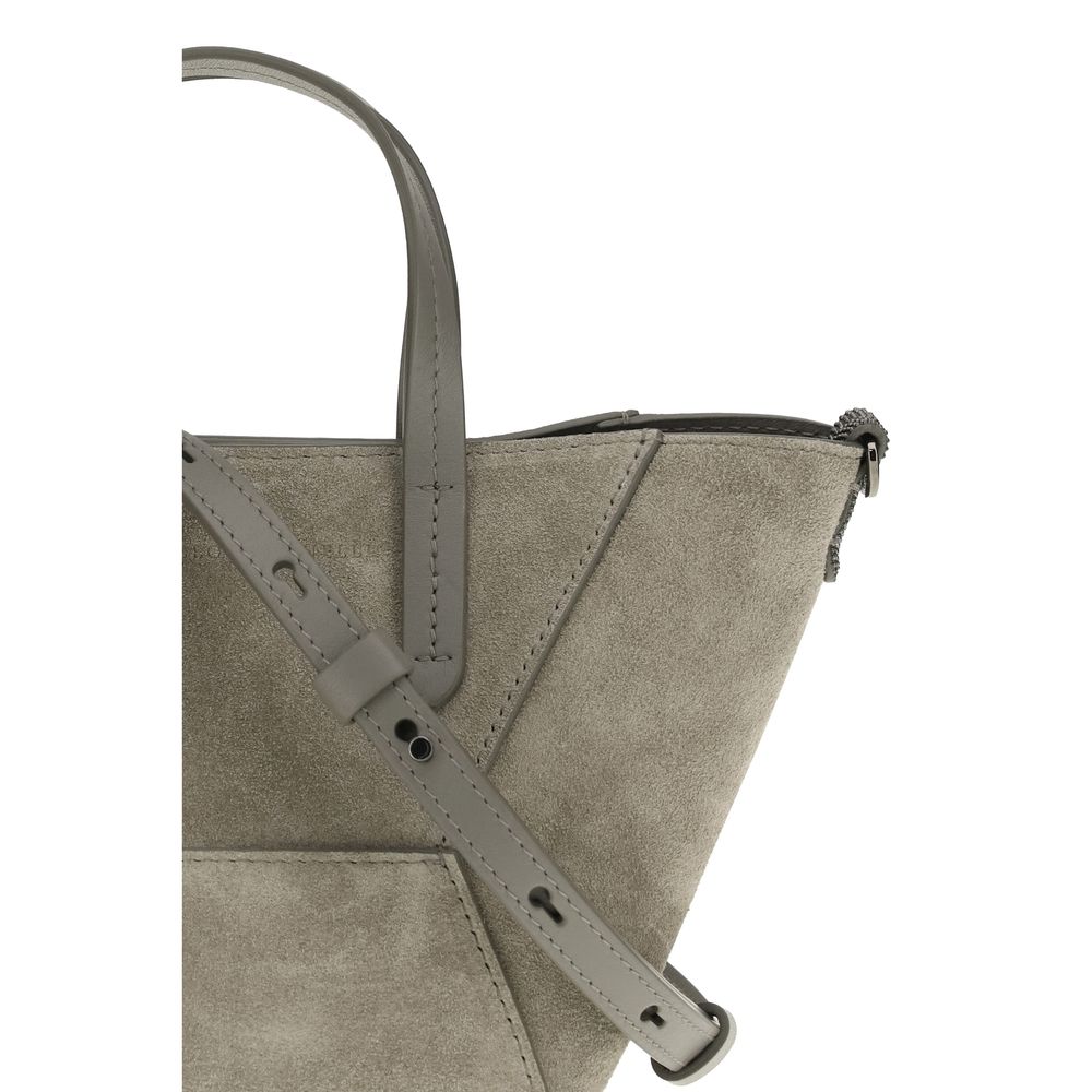 Brunello Cucinelli Brown Calf Leather Bos Taurus Shoulder Bag - ClickThatClicks 