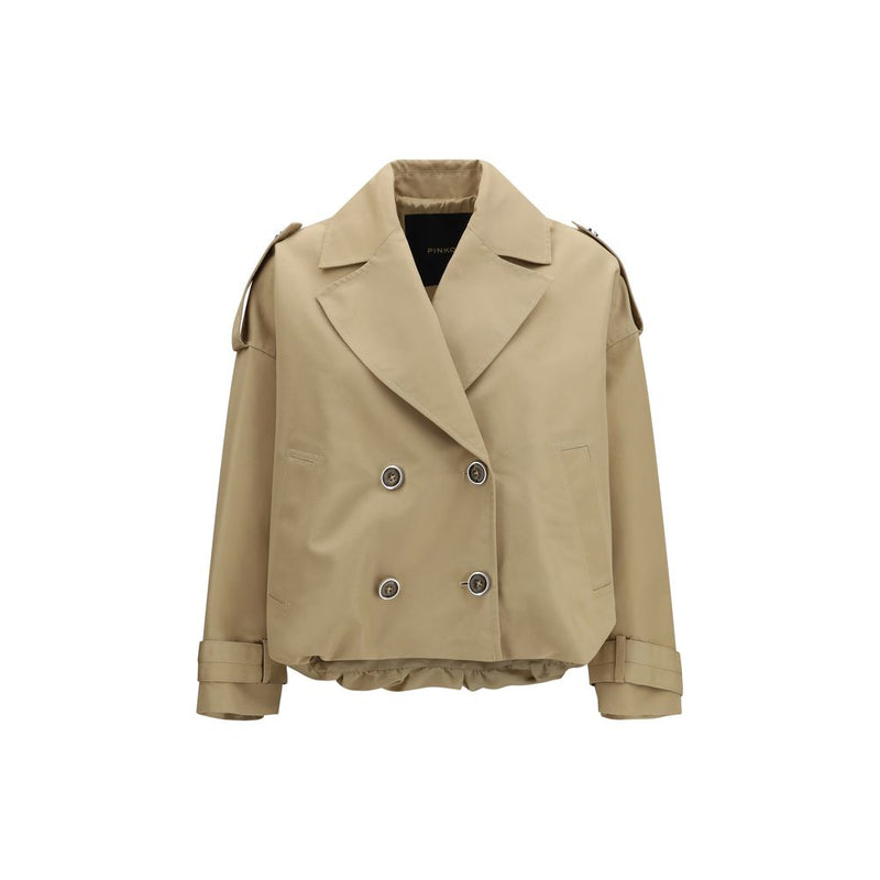 PINKO Beige Cotton Trench Coat - ClickThatClicks 