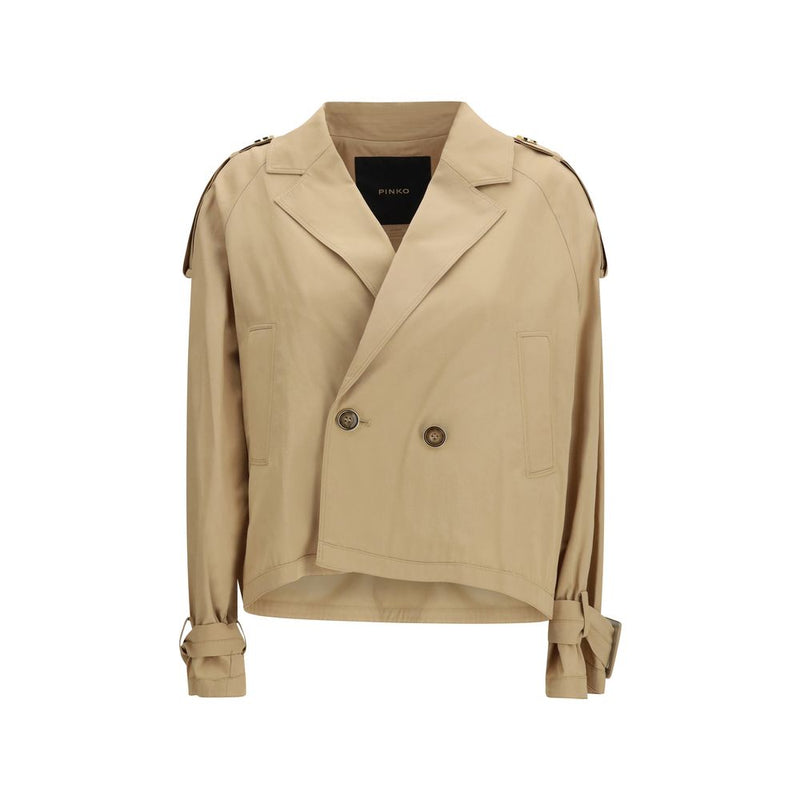 PINKO Beige Cotton Trench Coat - ClickThatClicks 