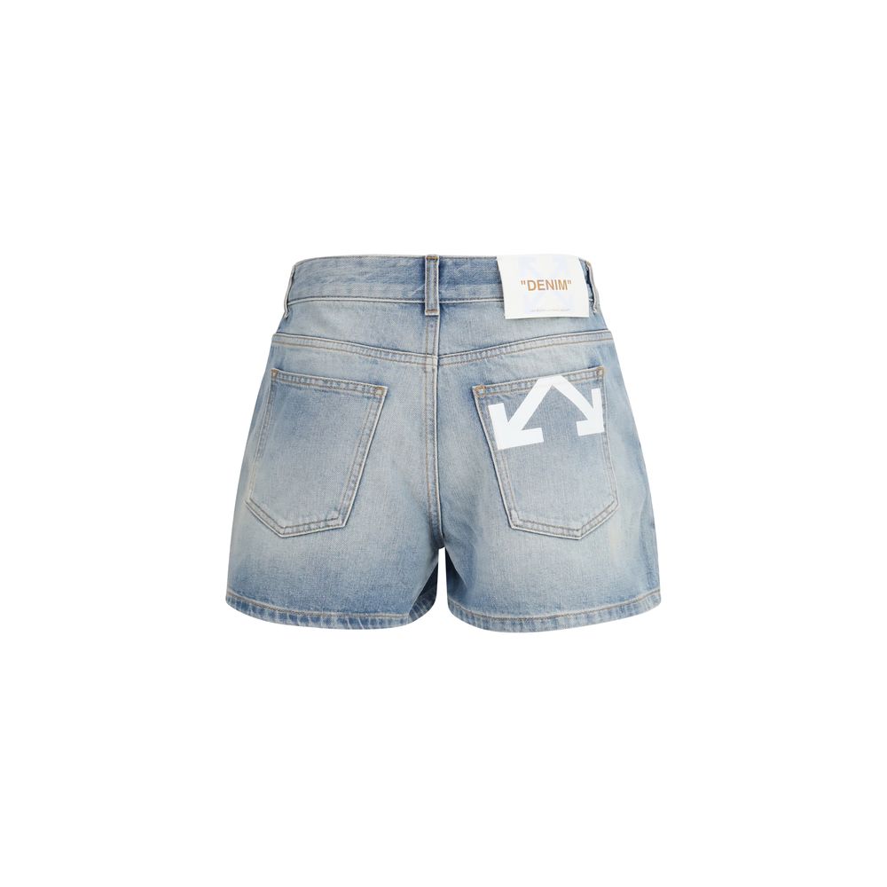 Off-White Blue Denim Shorts - ClickThatClicks 