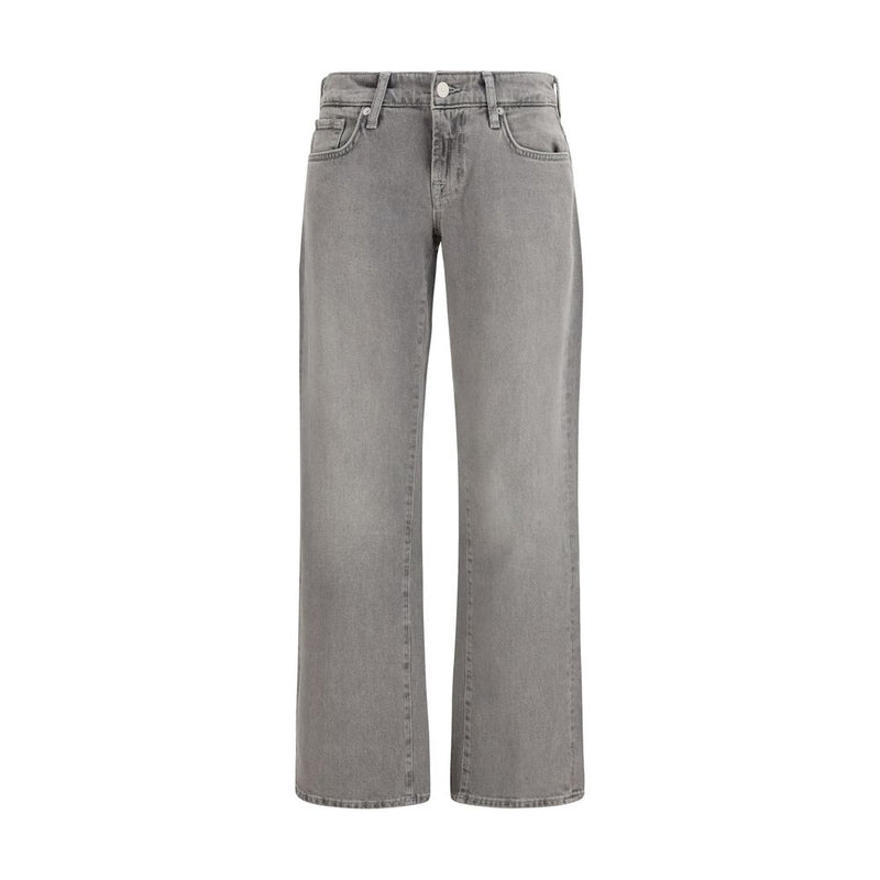7FOR Gray Cotton Straight-Leg Jeans - ClickThatClicks 