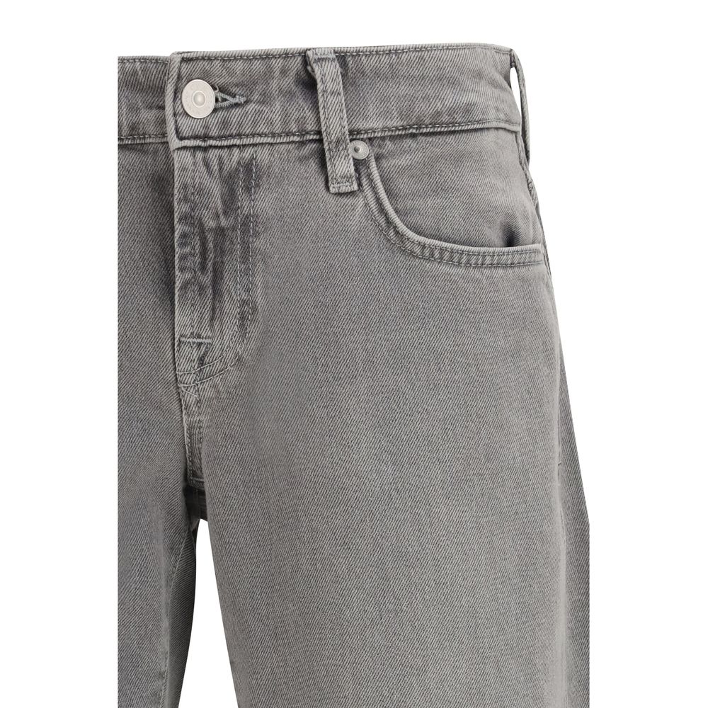 7FOR Gray Cotton Straight-Leg Jeans - ClickThatClicks 