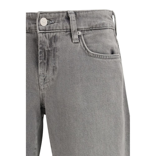 7FOR Gray Cotton Straight-Leg Jeans - ClickThatClicks 