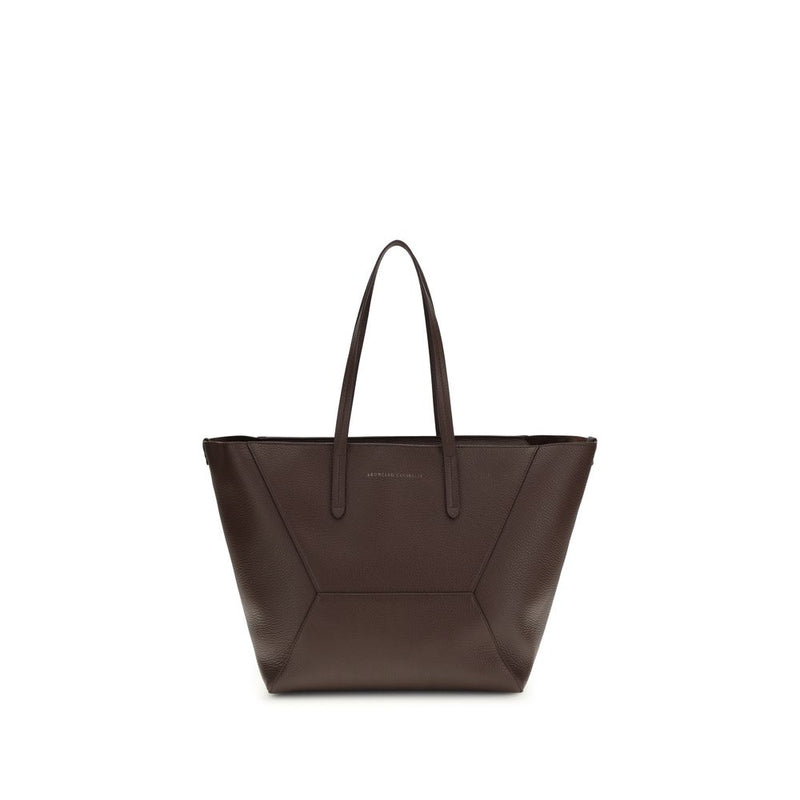 Brunello Cucinelli Brown Calf Leather Bos Taurus Shoulder Bag - ClickThatClicks 