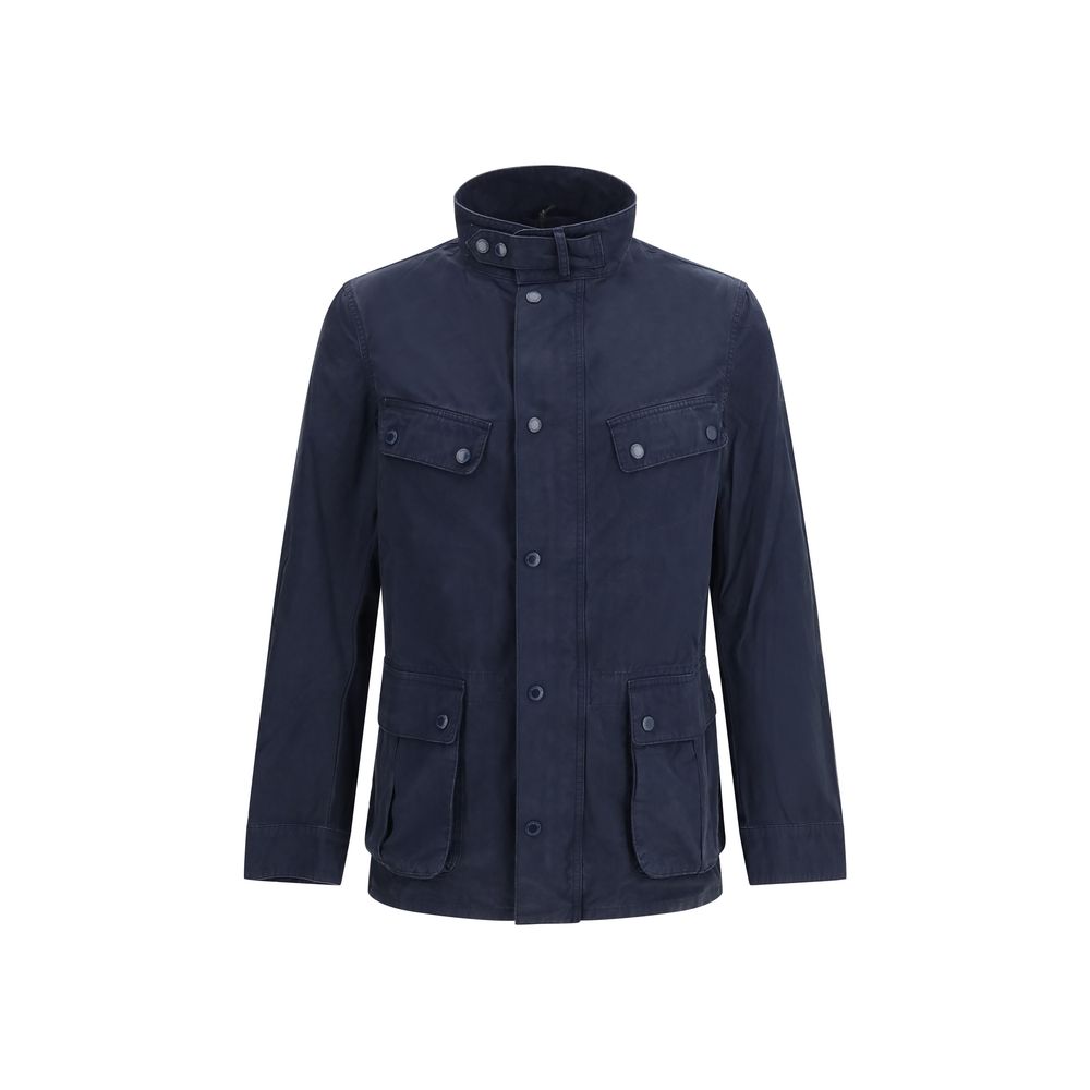 Barbour International Blue Cotton Full-Length Jacket - ClickThatClicks 