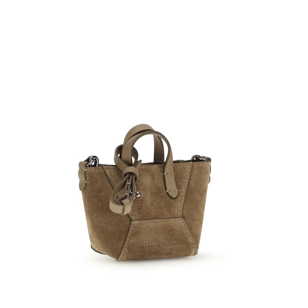 Brunello Cucinelli Brown Calf Leather Bos Taurus Shoulder Bag - ClickThatClicks 