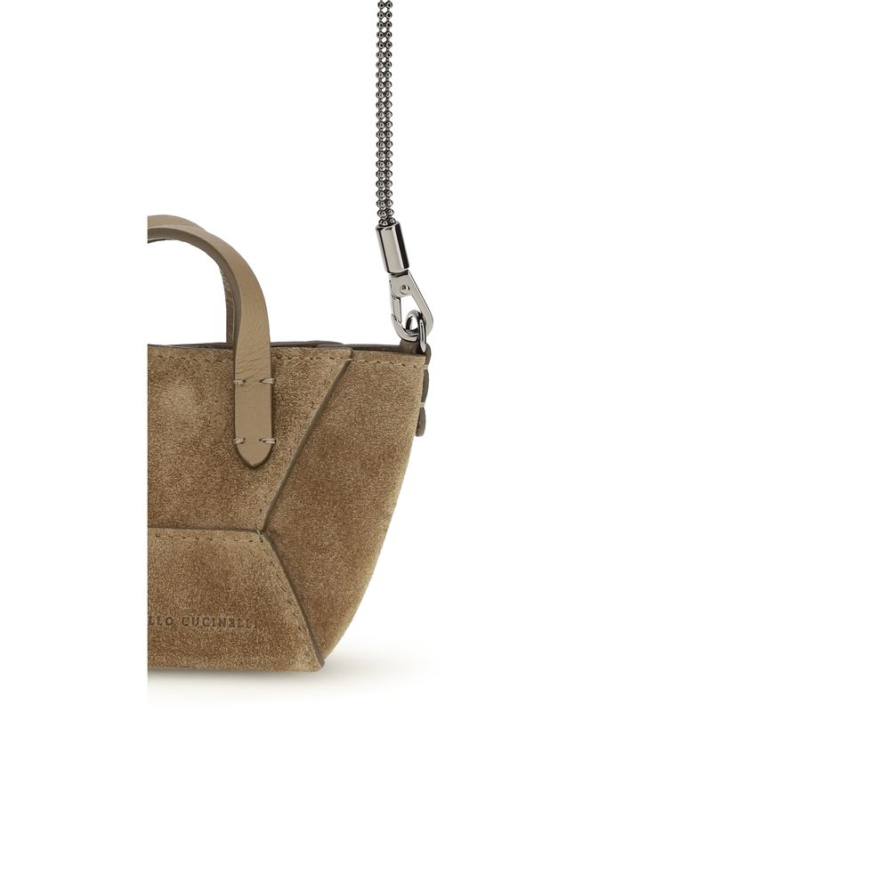 Brunello Cucinelli Brown Calf Leather Bos Taurus Shoulder Bag - ClickThatClicks 