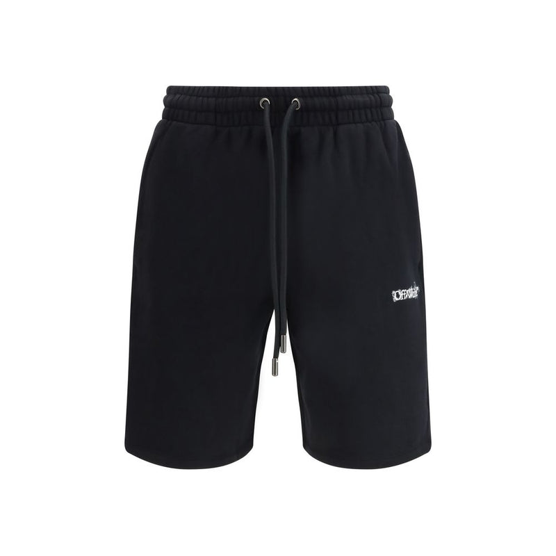 Off-White Black Cotton Bermuda Shorts - ClickThatClicks 