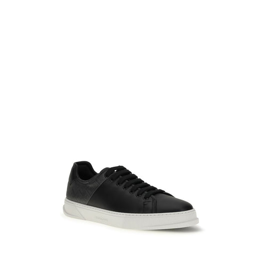 Ferragamo Black Calf Leather Bos Taurus Low Top Sneakers - ClickThatClicks 