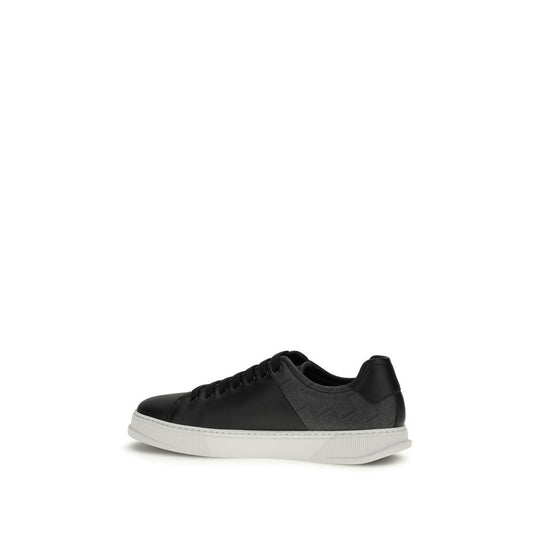 Ferragamo Black Calf Leather Bos Taurus Low Top Sneakers - ClickThatClicks 