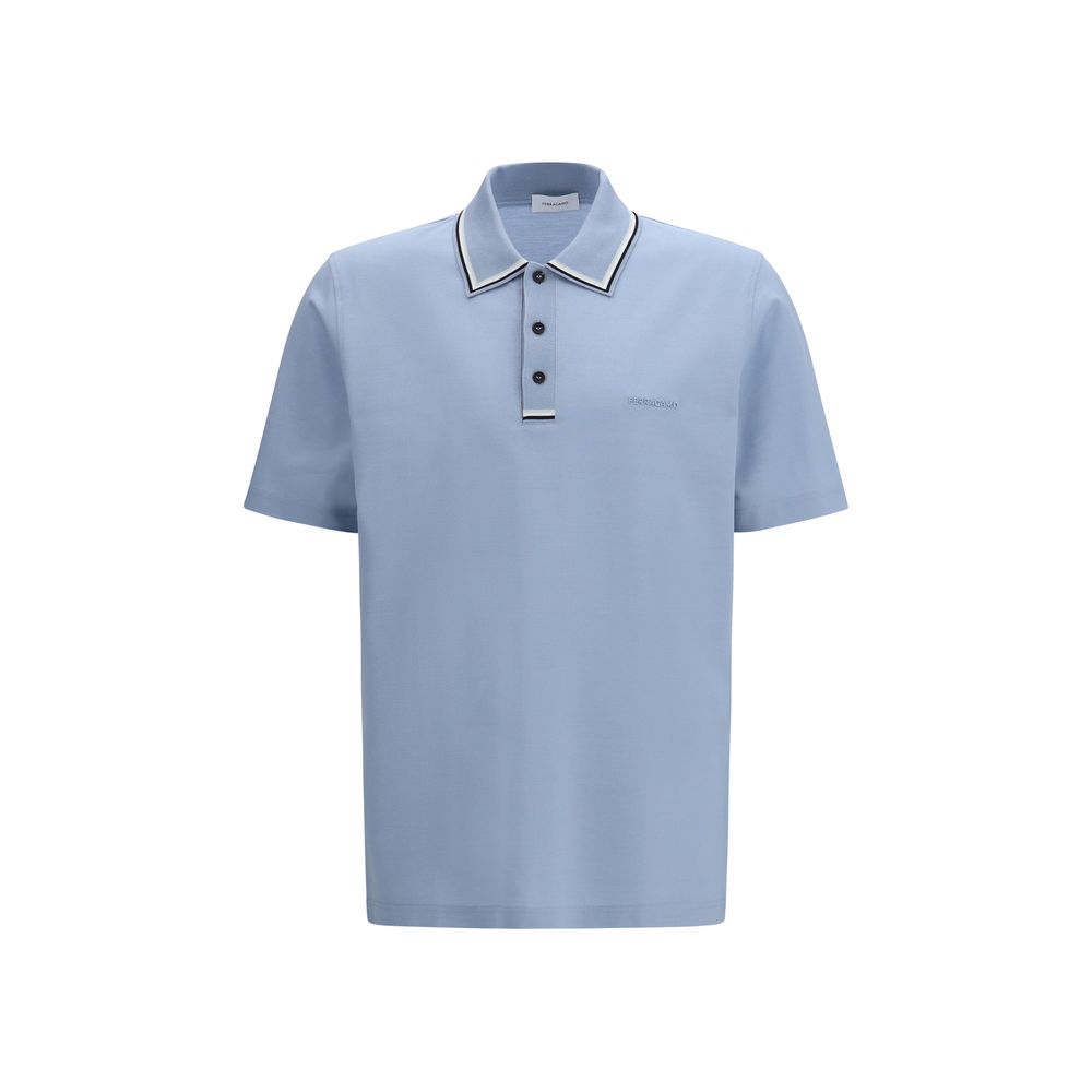 Ferragamo Blue Cotton Polo Shirt - ClickThatClicks 