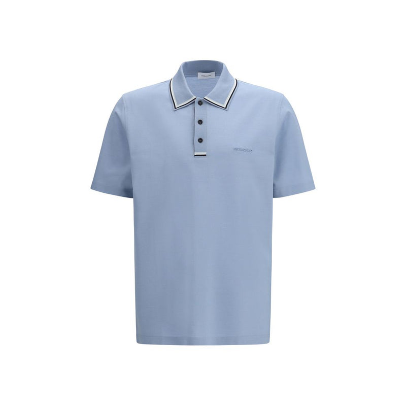 Ferragamo Blue Cotton Polo Shirt - ClickThatClicks 
