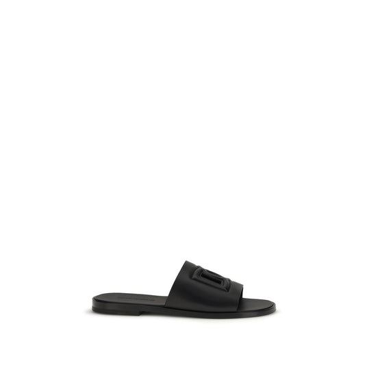 Dolce & Gabbana Black Calf Leather Bos Taurus Sandals - ClickThatClicks 
