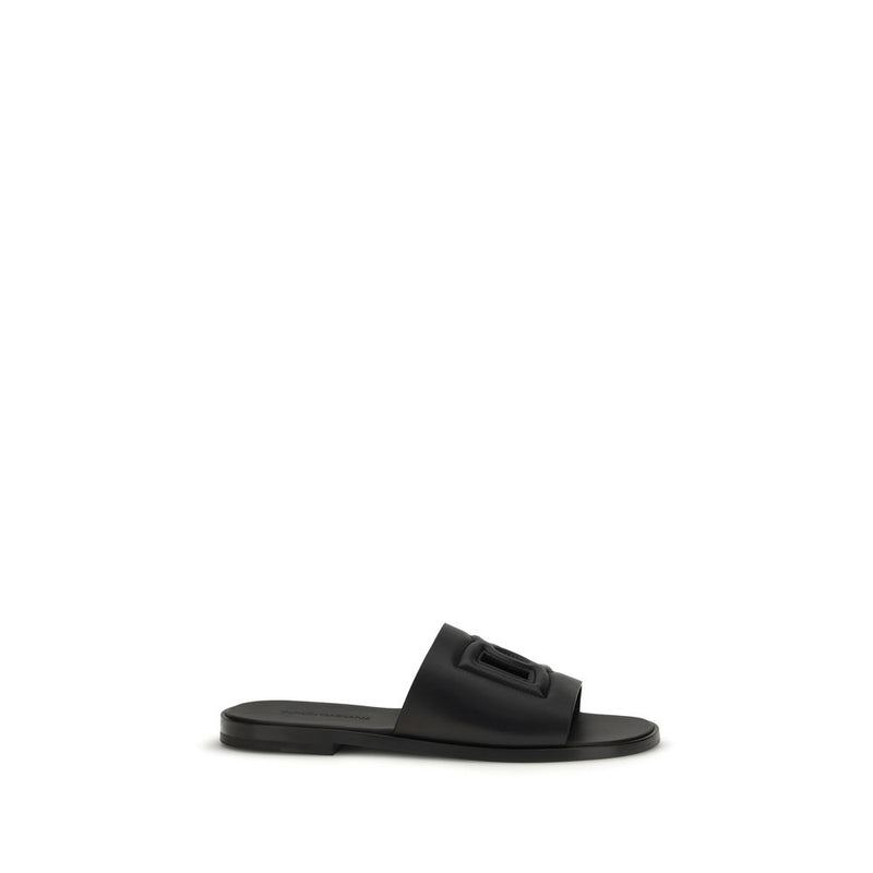 Dolce & Gabbana Black Calf Leather Bos Taurus Sandals - ClickThatClicks 