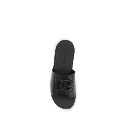 Dolce & Gabbana Black Calf Leather Bos Taurus Sandals - ClickThatClicks 