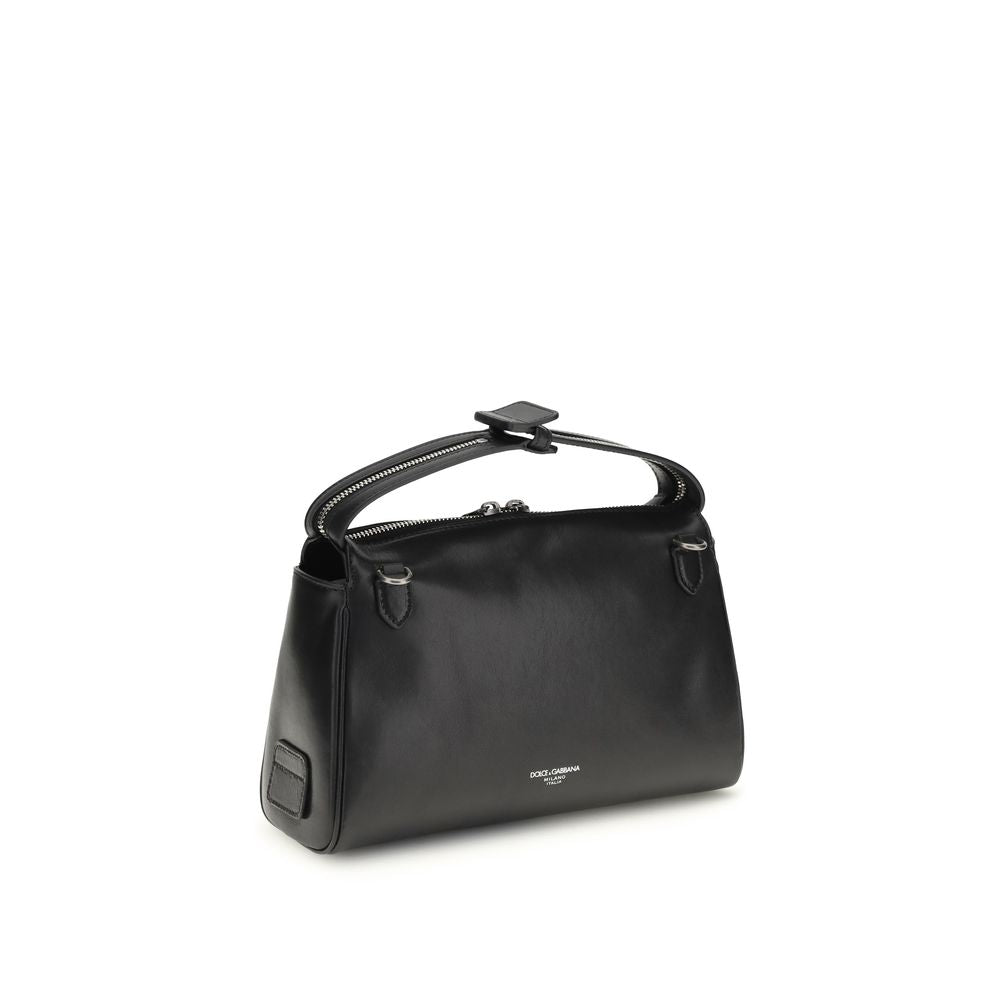 Dolce & Gabbana Black Calf Leather Bos Taurus Shoulder Bag - ClickThatClicks 