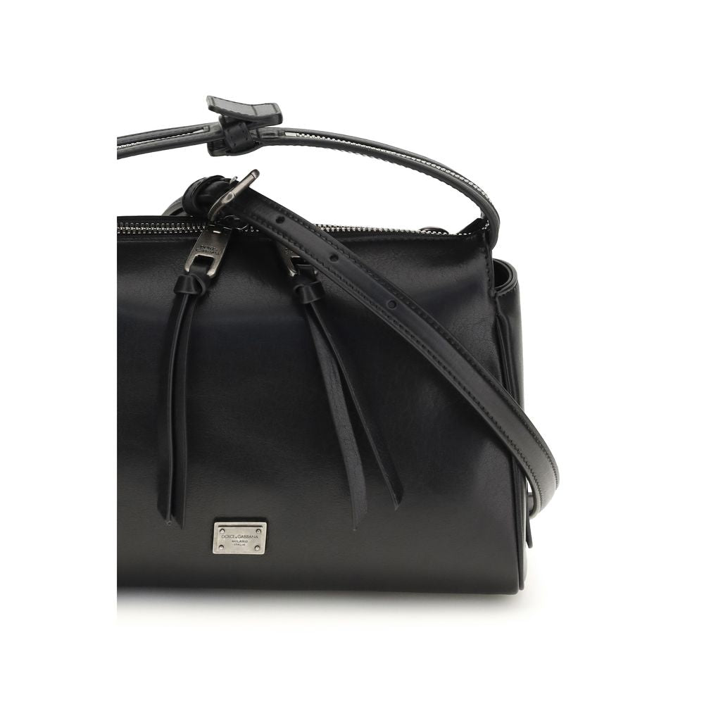 Dolce & Gabbana Black Calf Leather Bos Taurus Shoulder Bag - ClickThatClicks 