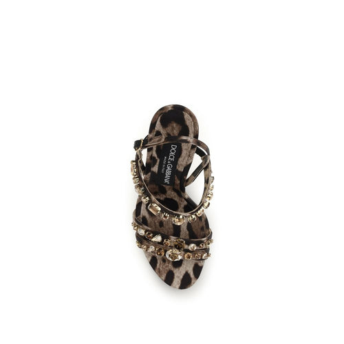 Dolce & Gabbana Brown Fabric Stiletto Heel Sandals - ClickThatClicks 