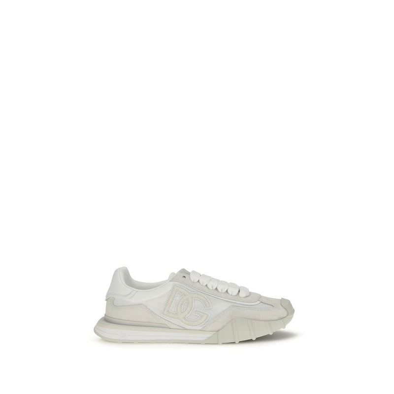 Dolce & Gabbana White Calf Leather Bos Taurus Athletic Sneakers - ClickThatClicks 