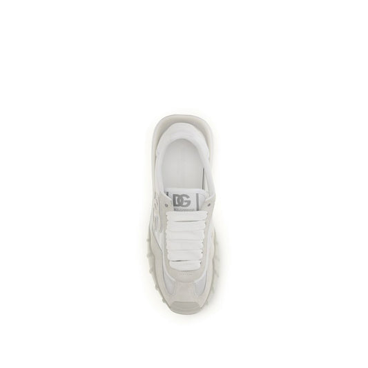 Dolce & Gabbana White Calf Leather Bos Taurus Athletic Sneakers - ClickThatClicks 