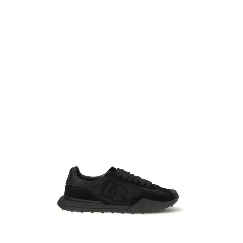 Dolce & Gabbana Black Calf Leather Bos Taurus Athletic Sneakers - ClickThatClicks 