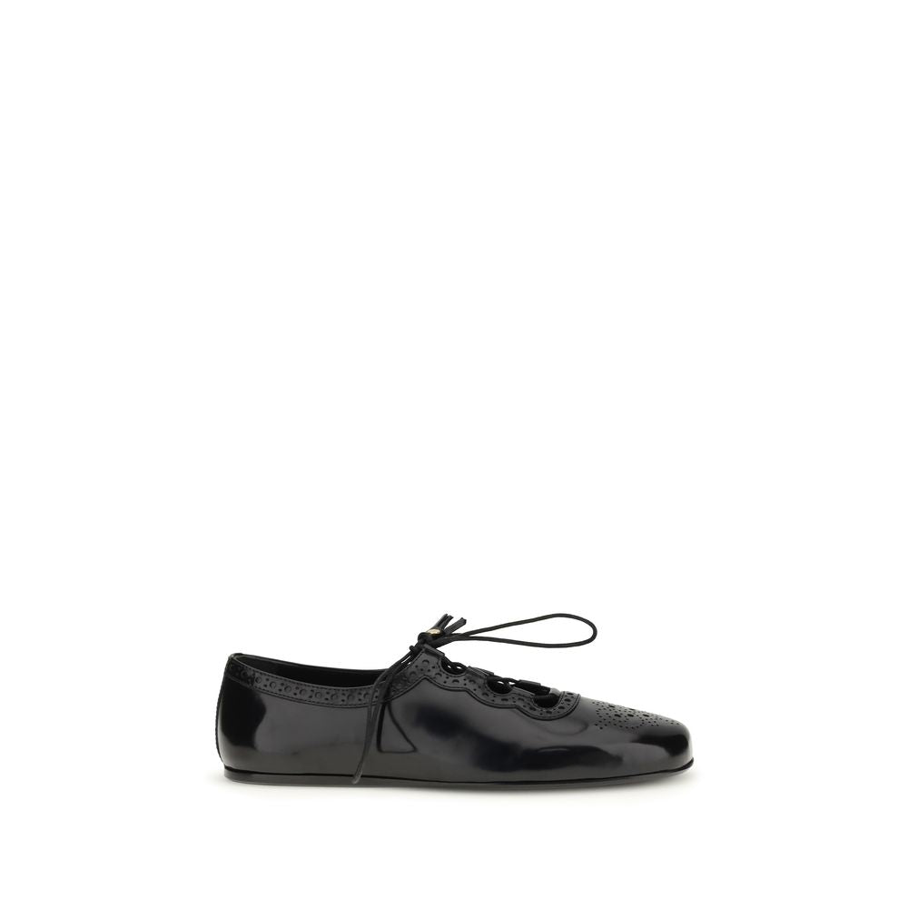 Church's Black Calf Leather Bos Taurus Ballet Flats - ClickThatClicks 