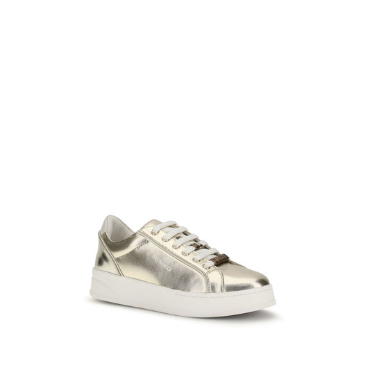 PINKO Gold Calf Leather Bos Taurus Platform Sneakers - ClickThatClicks 