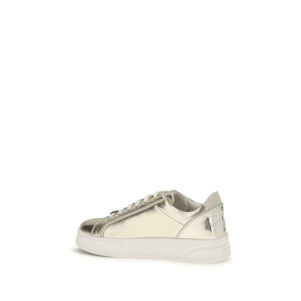 PINKO Gold Calf Leather Bos Taurus Platform Sneakers - ClickThatClicks 