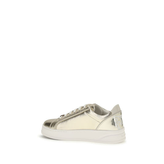 PINKO Gold Calf Leather Bos Taurus Platform Sneakers - ClickThatClicks 