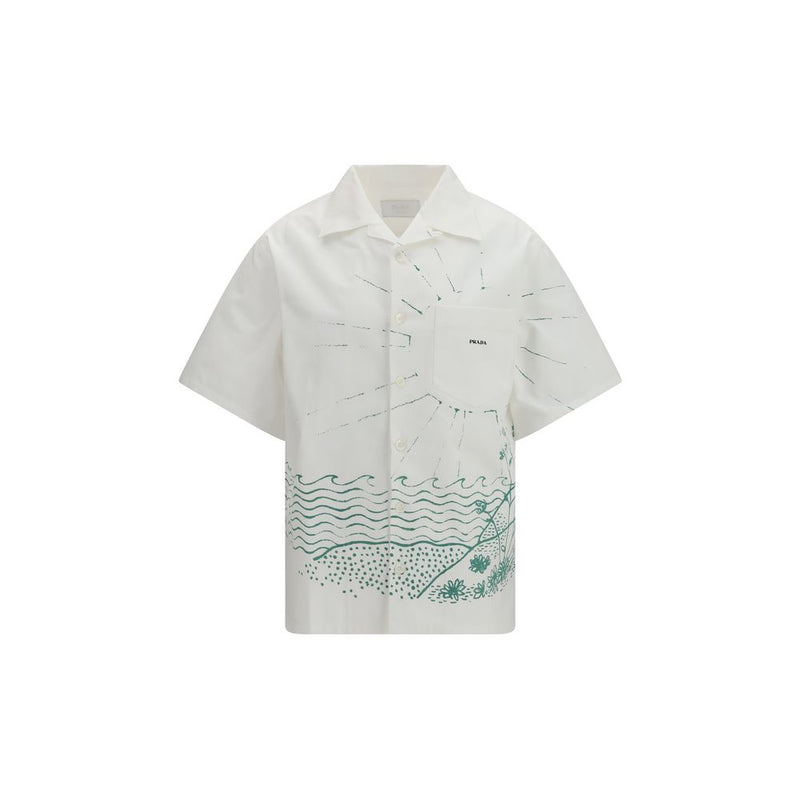 Prada White Cotton Pattern Shirt