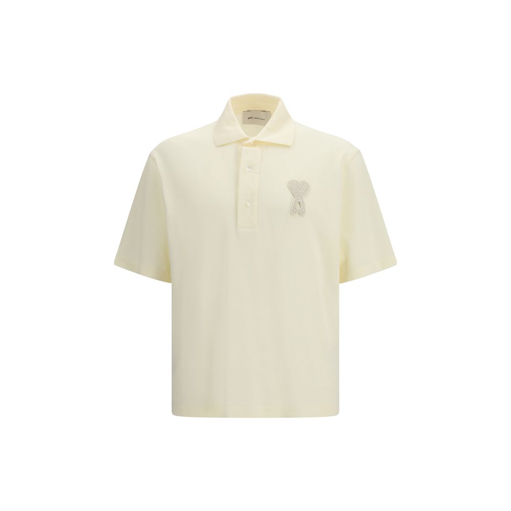 Ami Paris Beige Cotton Polo Shirt - ClickThatClicks 